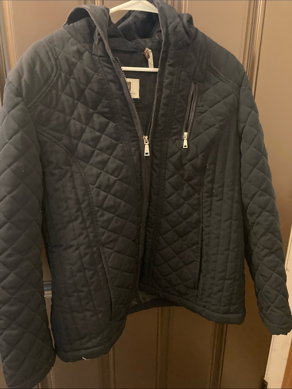Laundry by Design Women's Quilted Hooded Jacket - navy blue